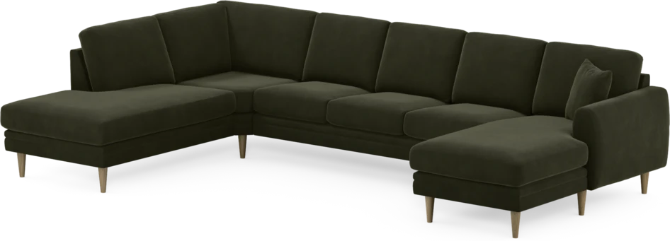 Eden - 3-sits soffa med divan vänster och schäslong höger - Grön