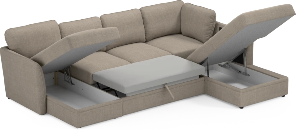 Öland - Bäddsoffa med schäslong vänster och divan höger - Beige