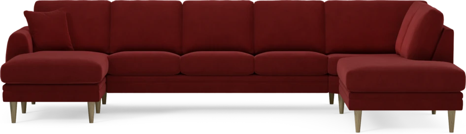 Eden - 3-sits soffa med schäslong vänster och divan höger - Röd