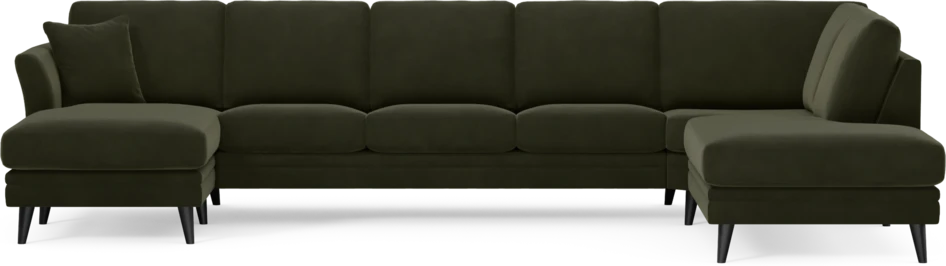 Eden - 3-sits soffa med schäslong vänster och divan höger - Grön