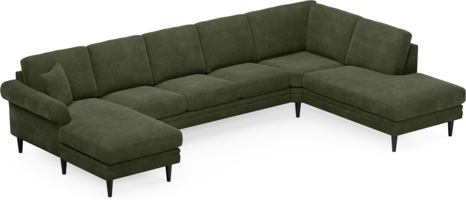 Eden - 3-sits soffa med schäslong vänster och divan höger - Grön