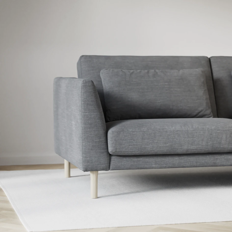 Willow - 3-sits soffa med divan höger, fast klädsel - Grå