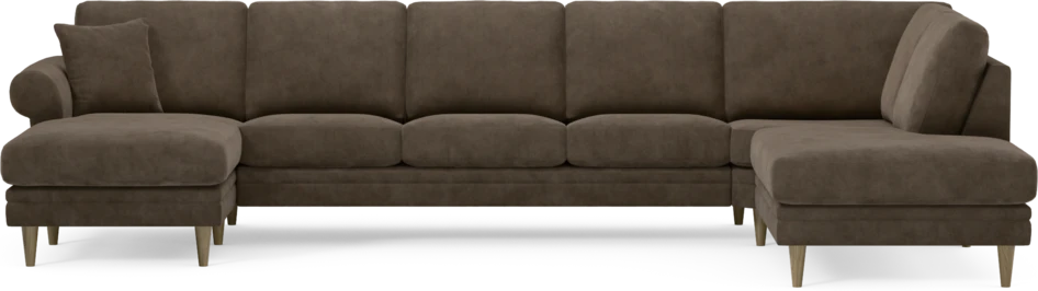 Eden - 3-sits soffa med schäslong vänster och divan höger - Brun