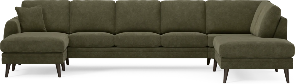 Eden - 3-sits soffa med schäslong vänster och divan höger - Grön