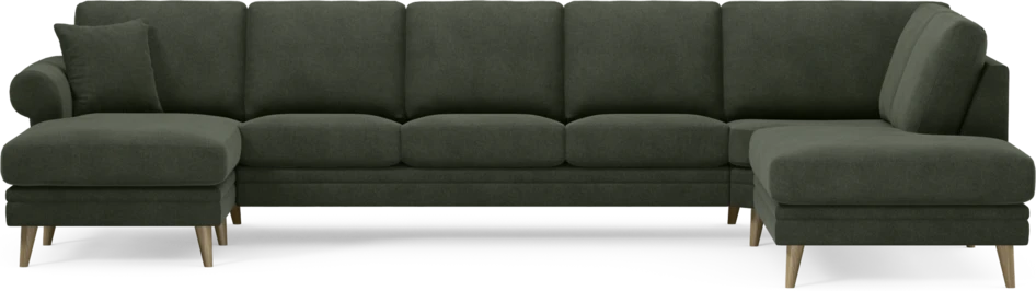 Eden - 3-sits soffa med schäslong vänster och divan höger - Grön