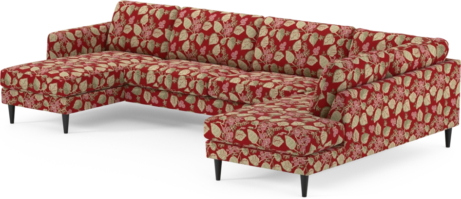 Bridge - 3-sits soffa med schäslong vänster och divan höger - Röd