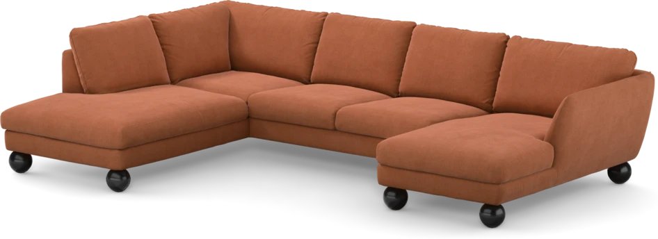 Madison Lux - 2-sits soffa med divan vänster och schäslong höger - Orange