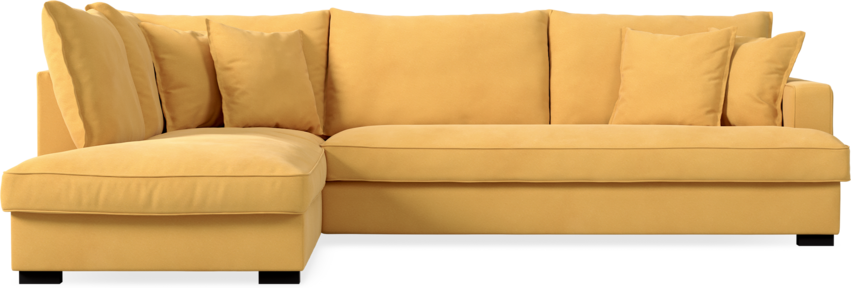 Mila - 3-sits soffa med divan vänster, hel dyna - Gul