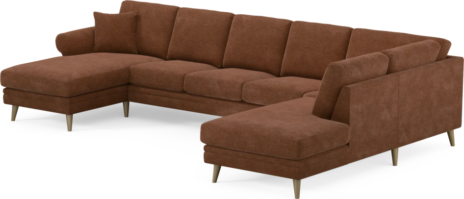 Eden - 3-sits soffa med schäslong vänster och divan höger - Orange