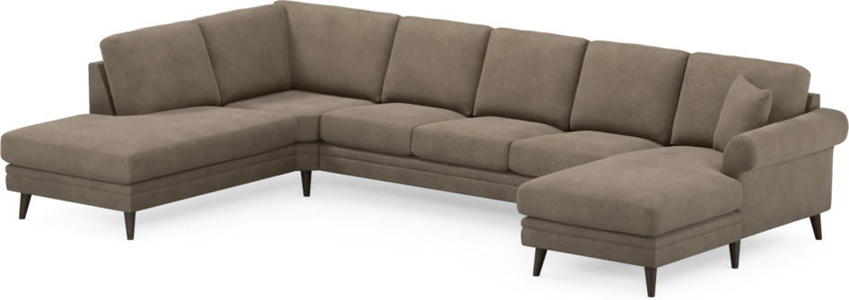 Eden - 3-sits soffa med divan vänster och schäslong höger - Brun