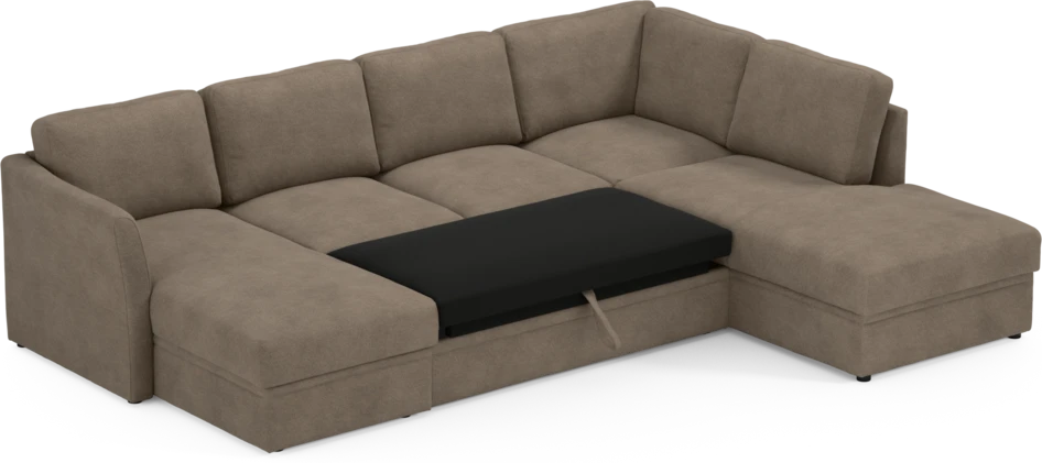 Öland - Bäddsoffa med schäslong vänster och divan höger - Brun