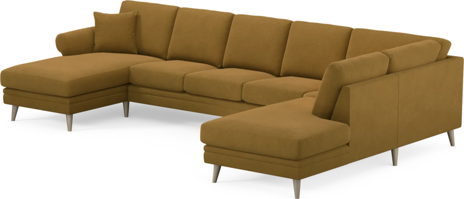 Eden - 3-sits soffa med schäslong vänster och divan höger - Gul