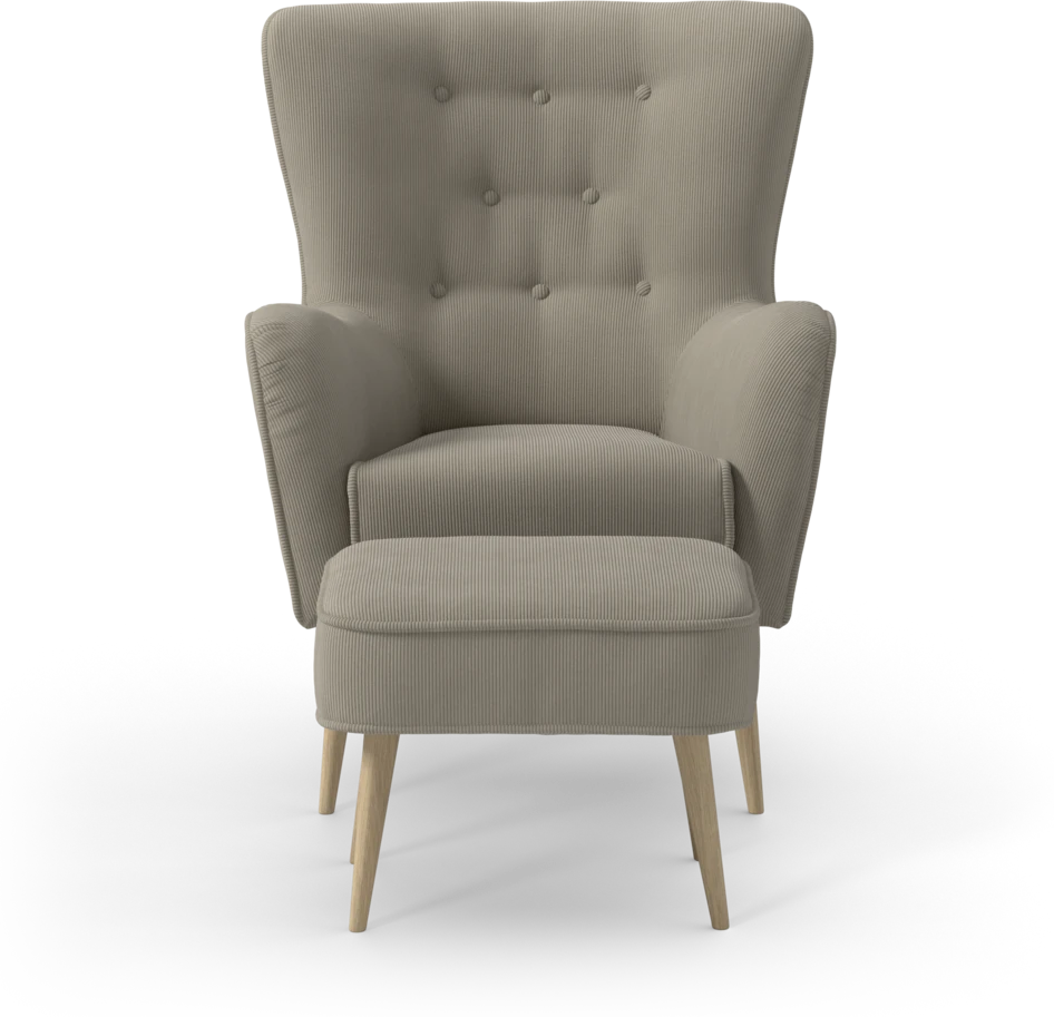 Cordelia - Fåtölj med fotpall - Beige