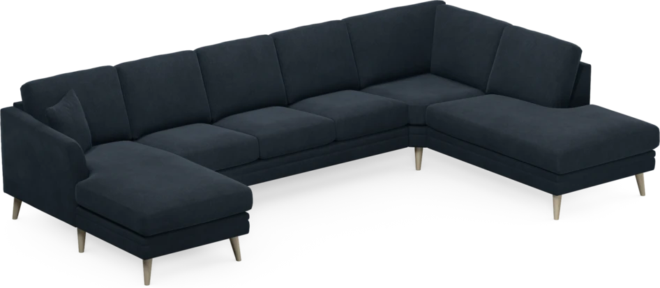 Eden - 3-sits soffa med schäslong vänster och divan höger - Blå