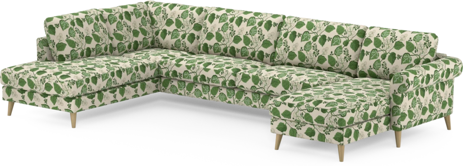 Bridge - 3-sits soffa med divan vänster och schäslong höger - Grön