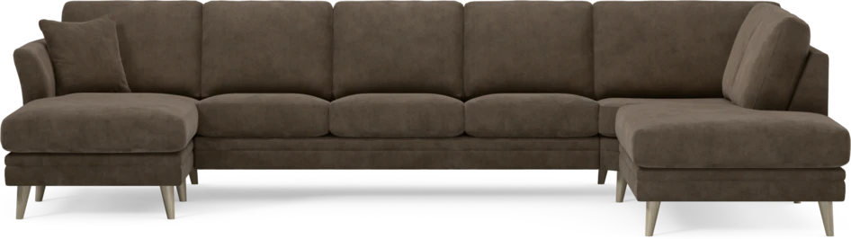 Eden - 3-sits soffa med schäslong vänster och divan höger - Brun