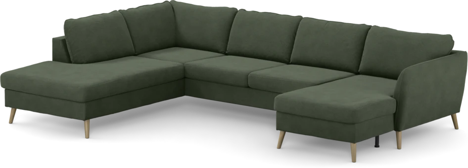 County - 3-sits soffa med divan vänster och schäslong höger - Grön