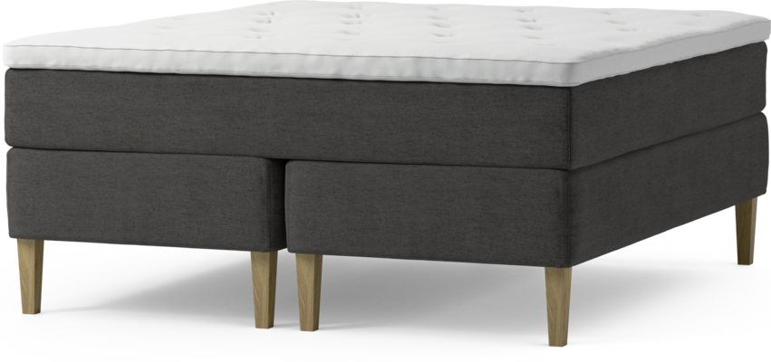 Delux Dream - Kontinentalsäng, dubbelsäng med bäddmadrass och sängben - Grå