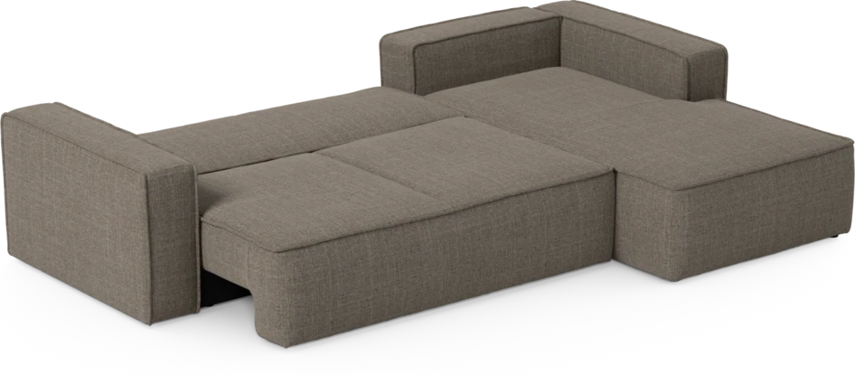 Ide - Bäddsoffa 3-sits med schäslong höger - Brun
