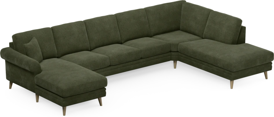 Eden - 3-sits soffa med schäslong vänster och divan höger - Grön