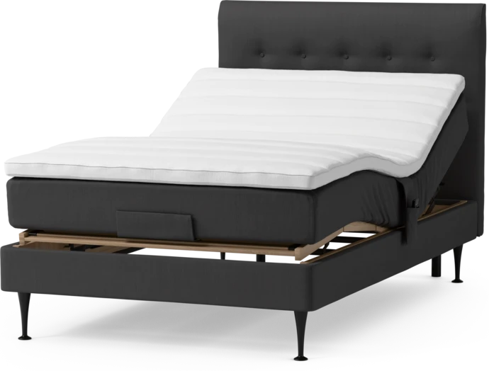 Roma Family, Ställbar säng, enkelsäng med bäddmadrass och sänggavel låg pikerad, B 90-120