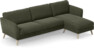 Bridge - 3-sits soffa med schäslong höger - Grön