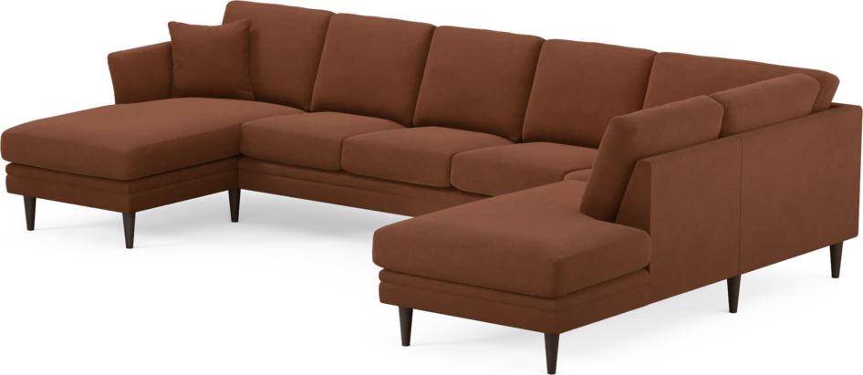 Eden - 3-sits soffa med schäslong vänster och divan höger - Orange