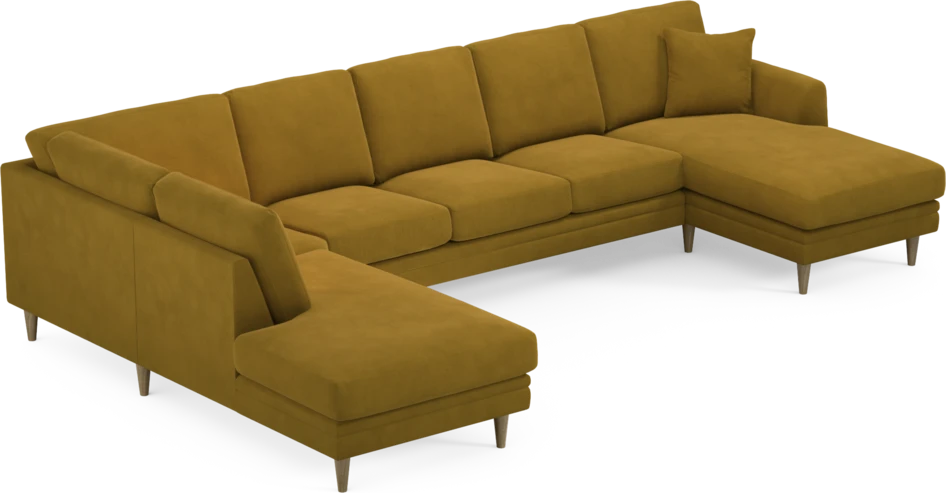Eden - 3-sits soffa med divan vänster och schäslong höger - Gul