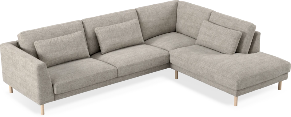 Willow - 3-sits soffa med divan höger, fast klädsel - Grå