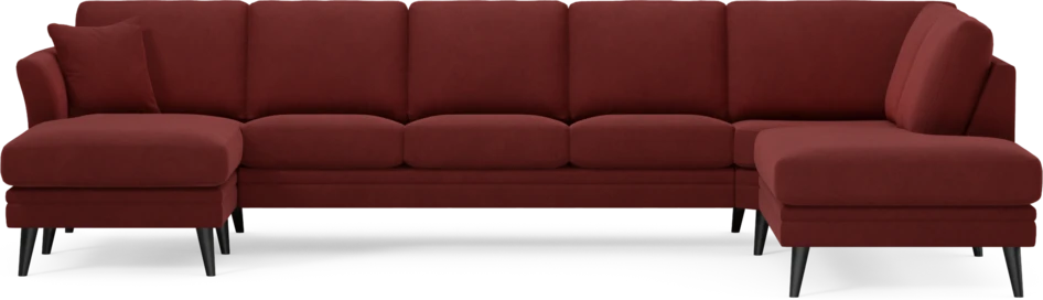 Eden - 3-sits soffa med schäslong vänster och divan höger - Röd