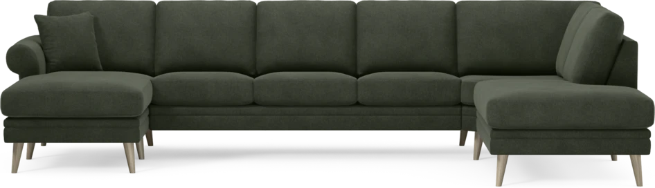 Eden - 3-sits soffa med schäslong vänster och divan höger - Grön