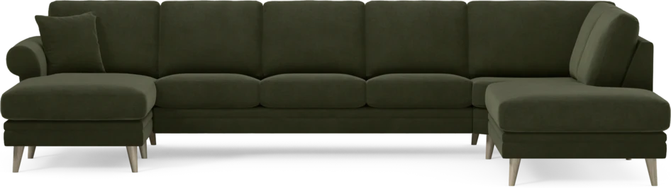 Eden - 3-sits soffa med schäslong vänster och divan höger - Grön