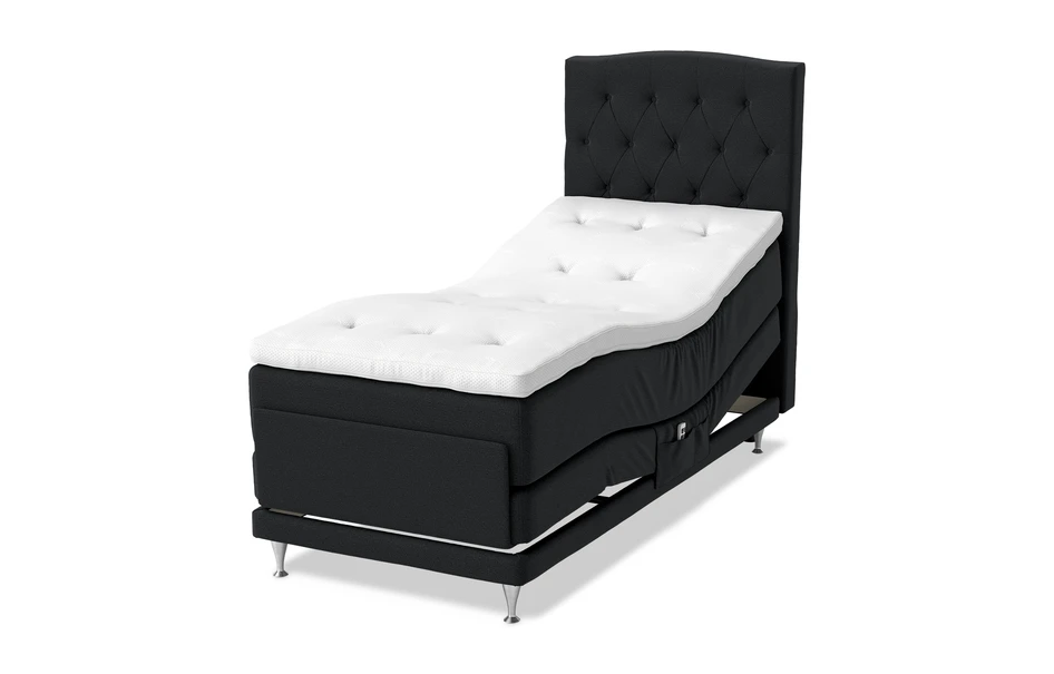 Dream Delux - Ställbar säng, enkelsäng med bäddmadrass Sleep Delux vit - Svart