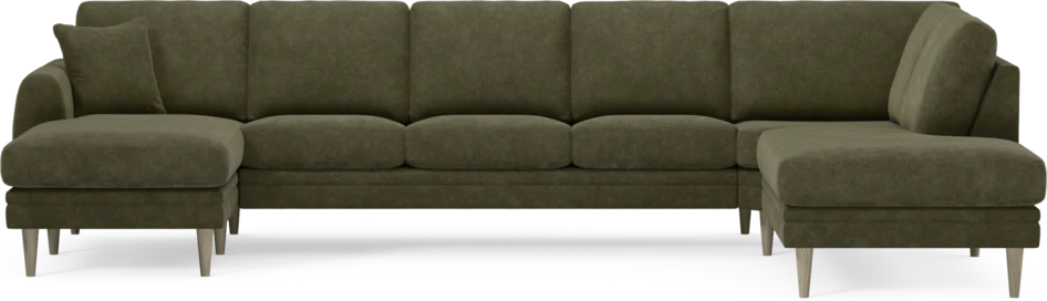 Eden - 3-sits soffa med schäslong vänster och divan höger - Grön