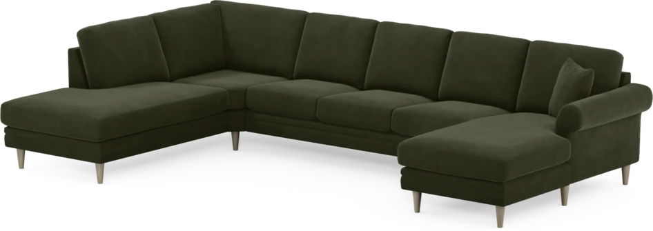 Eden - 3-sits soffa med divan vänster och schäslong höger - Grön