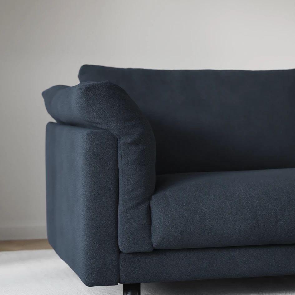 Cherrie - 3-sits soffa med divan vänster, fast klädsel - Blå