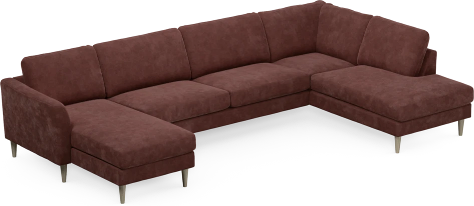 Bridge - 3-sits soffa med schäslong vänster och divan höger - Röd