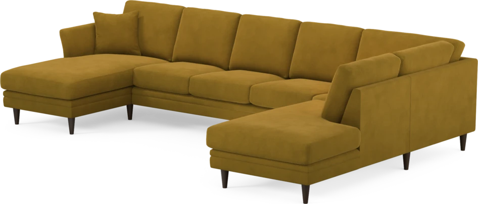 Eden - 3-sits soffa med schäslong vänster och divan höger - Gul