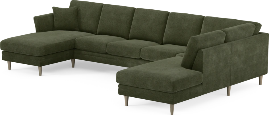 Eden - 3-sits soffa med schäslong vänster och divan höger - Grön