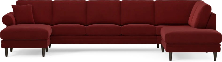 Eden - 3-sits soffa med schäslong vänster och divan höger - Röd