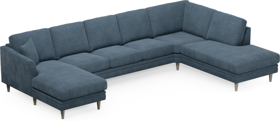 Eden - 3-sits soffa med schäslong vänster och divan höger - Blå