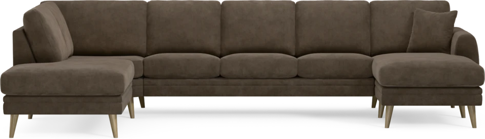 Eden - 3-sits soffa med divan vänster och schäslong höger - Brun