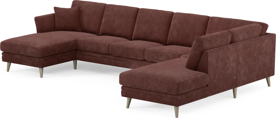 Eden - 3-sits soffa med schäslong vänster och divan höger - Röd