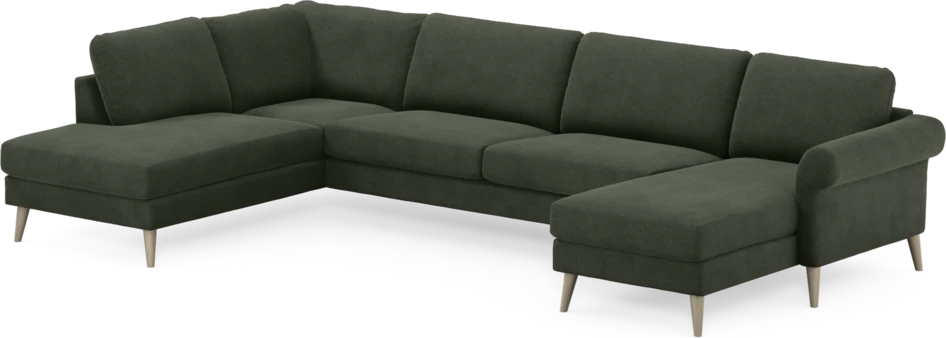 Bridge - 3-sits soffa med divan vänster och schäslong höger - Grön