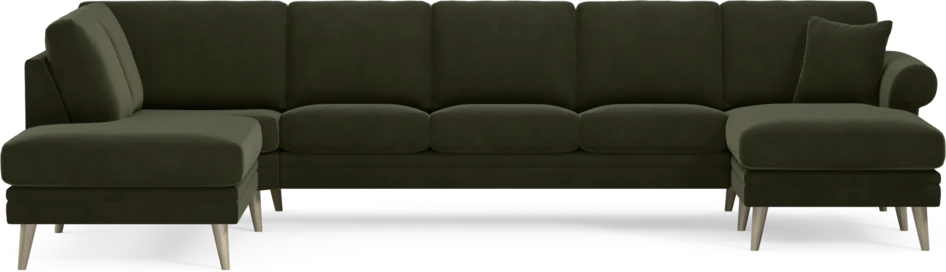 Eden - 3-sits soffa med divan vänster och schäslong höger - Grön