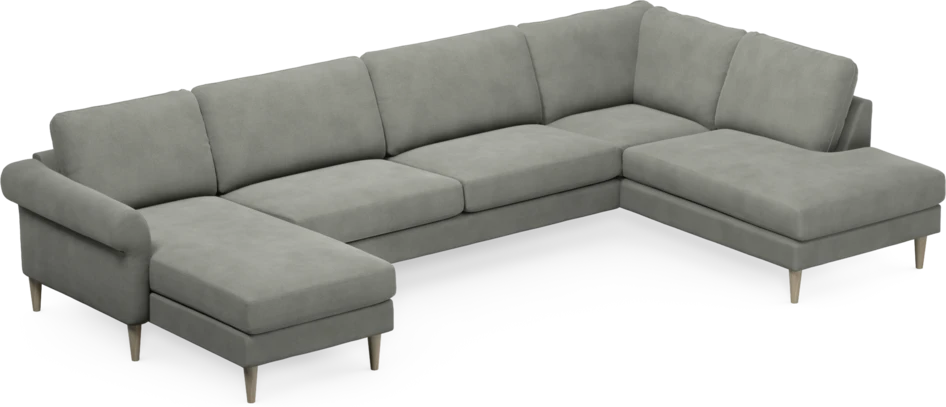 Bridge - 3-sits soffa med schäslong vänster och divan höger - Grå