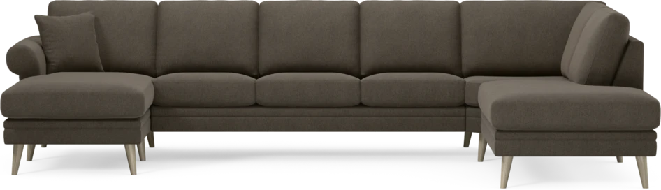 Eden - 3-sits soffa med schäslong vänster och divan höger - Brun