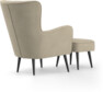 Cordelia - Fåtölj med fotpall - Beige