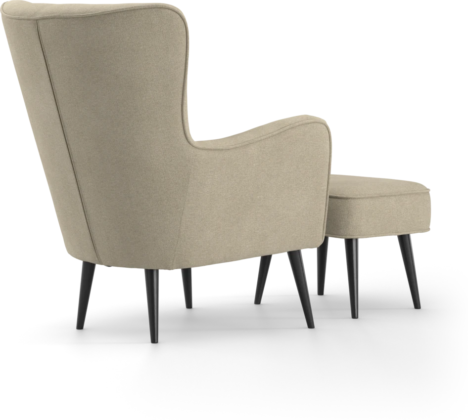 Cordelia - Fåtölj med fotpall - Beige