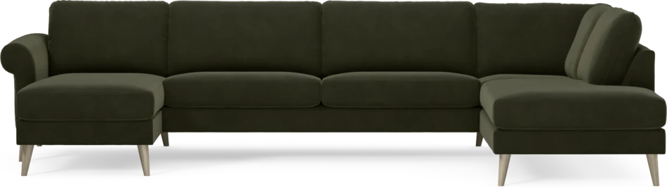 Bridge - 3-sits soffa med schäslong vänster och divan höger - Grön